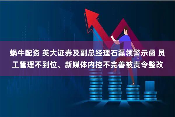 蜗牛配资 英大证券及副总经理石磊领警示函 员工管理不到位、新媒体内控不完善被责令整改